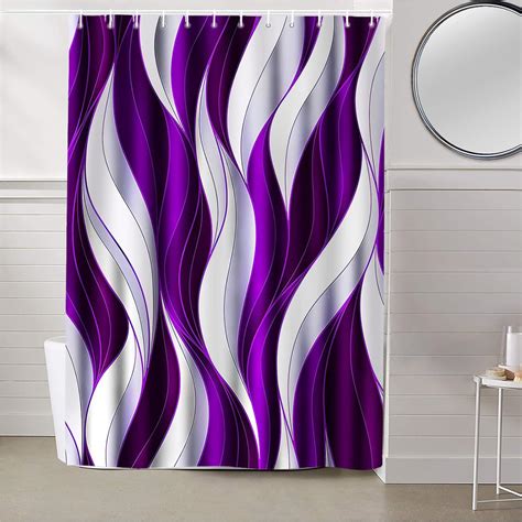 Shower Curtains For Bathroom Purple White Gradient Lines Abstract Valance Twisted