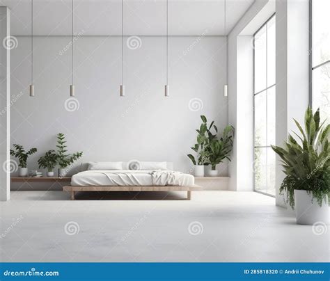 Cozy, Minimalist Modern White Room with White Walls and Green Plants ...