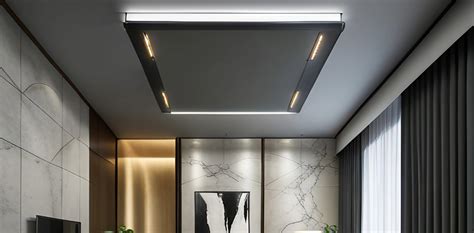 Grey False Ceiling With Profile Light Beautiful Homes