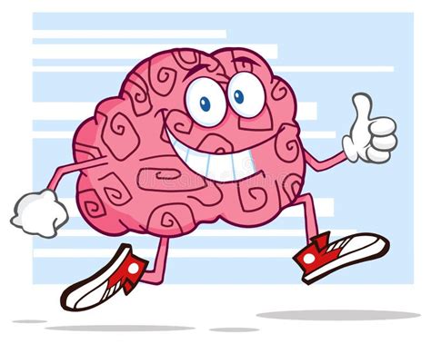 Pink Brain Wearing Glasses And Holding A Thumb Up Stock Vector