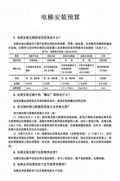 电梯安装预算word文档在线阅读与下载无忧文档