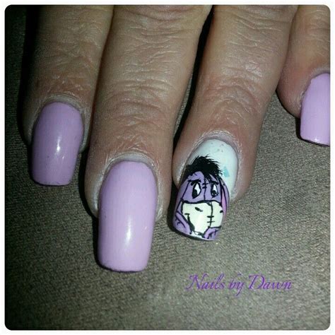 Disney Eeyore Nail Art On Acrylic Nails Nails Disney Nails Nail Art