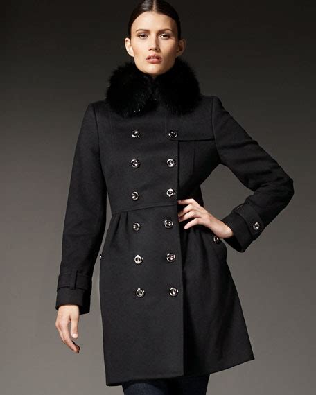 Burberry Fox Collar Wool Cashmere Trench Coat