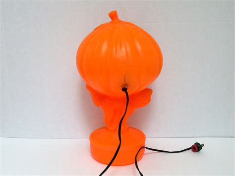 Halloween Blow Mold Pumpkin Cat 14 Inches Lighted Etsy