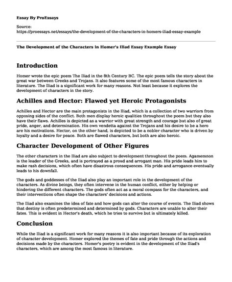 📗 The Development Of The Characters In Homers Iliad Essay Example