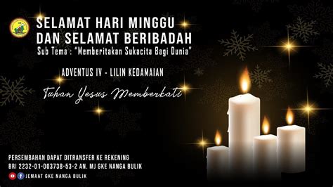 Live Streaming Ibadah Minggu Jemaat GKE Nanga Bulik Tgl 19 Desember