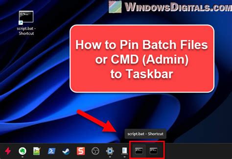 Pin Batch File Or CMD Admin To Taskbar In Windows 11