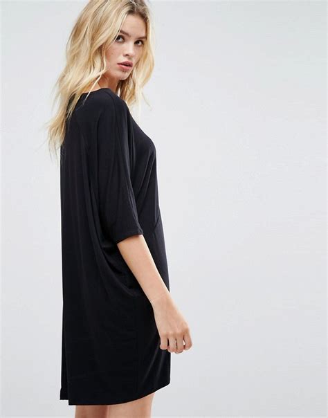 Asos Oversize T Shirt Dress With Raglan Sleeve Black Oversized T