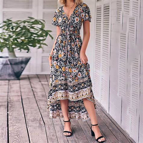 IDALL Summer Dresses Maxi Dresses Women Fashion Clothes Floral Print