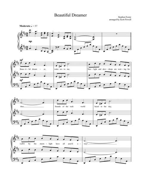 Beautiful Dreamer Arr Scott Powell By Stephen Foster Sheet Music For