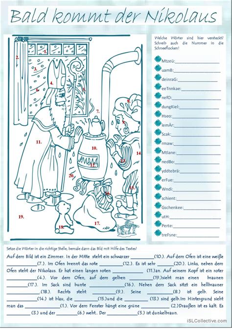 Bald kommt der Nikolaus allgemeines Deutsch DAF Arbeitsblätter pdf doc