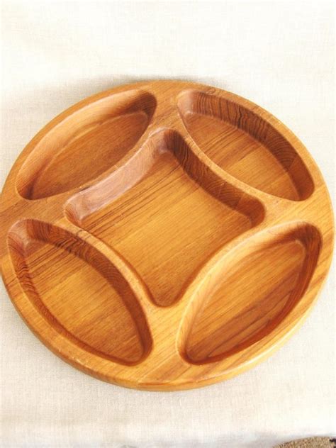 Vintage Dansk Divided Wooden Serving Bowl Snack Tray JHQ Danish