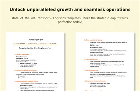 Transport And Logistics Driver Safety Consent Form Template In Word