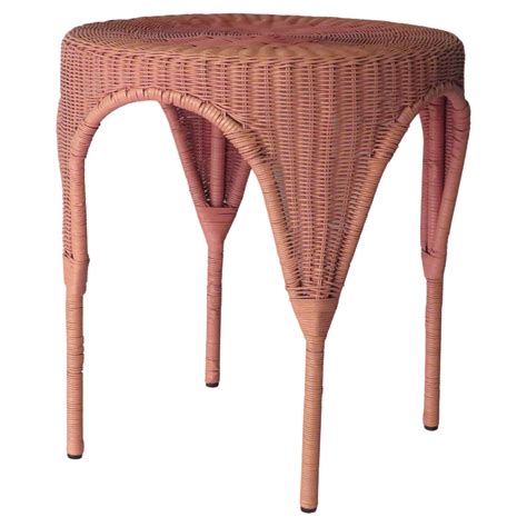 Woven Wicker Rattan Emmanuelle Peacock Small Coffee Table, Spain, 1960s
