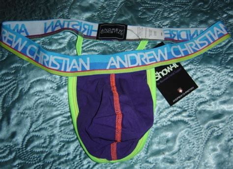 Andrew Christian Show It Thong Bikini Briefs Shiny Second Skin Swim Swimsuit L Ebay