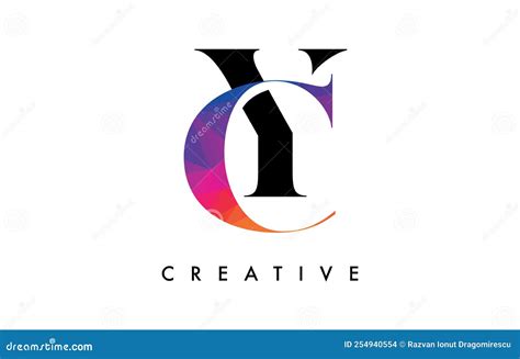 Diseño De Letras De Cy Con Corte Creativo Y Textura De Arcoiris Colorido Ilustración Del Vector