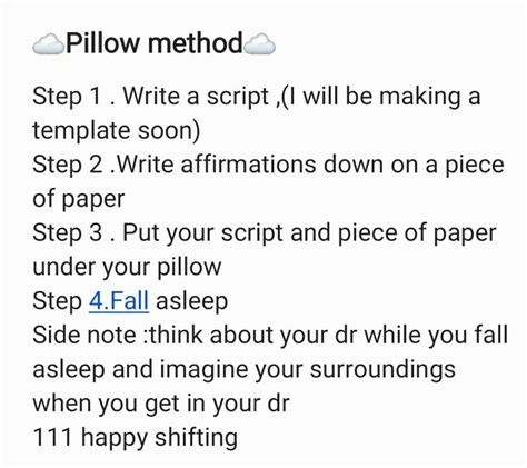 Pillow Method Scripting Ideas Create Reality Positive Self Affirmations