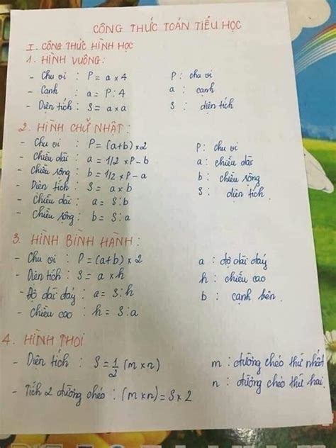 SOLUTION Cong Thuc Toan Tieu Hoc Studypool