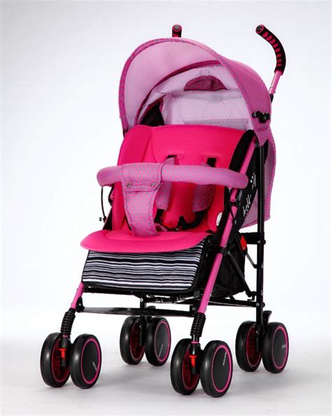 Pink Stroller with Chic Stripes