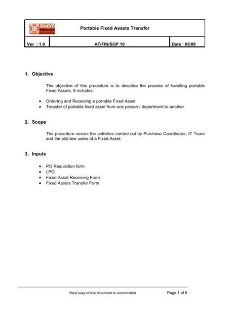 Asset Transfer Form