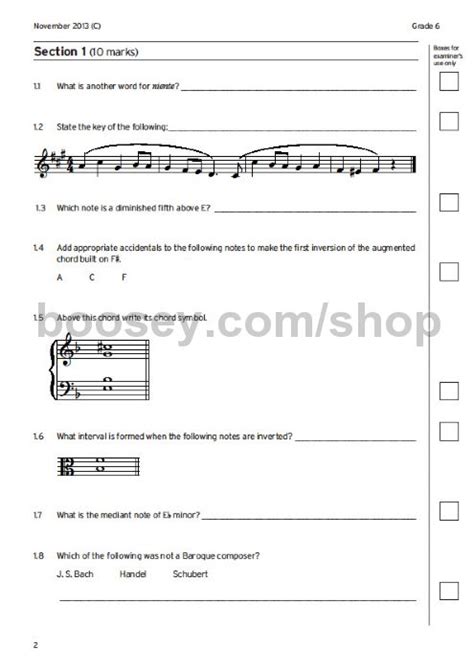 Music Theory Past Papers 2013 Grade 6 Trinity College London