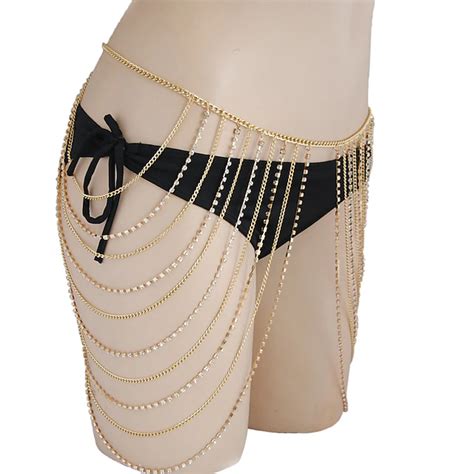 Body Chain Wasit Belt Waist Belt Metallic Sparkle Sexy Alloy For Disco