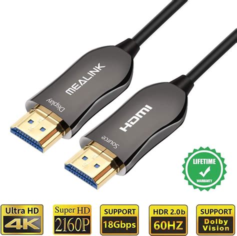 Amazon Mealink 光ファイバhdmiケーブル 20m Hdmi 2 0 Aoc Ultra Hd 4k 60hz 4 4 4