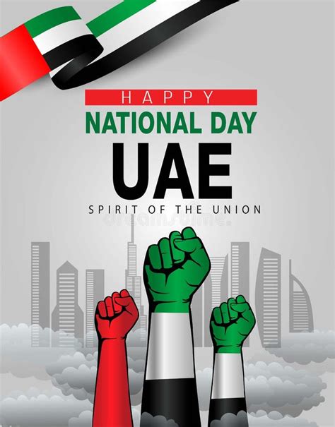 Happy National Day Uae Greetings Vector Illustration Design Stock