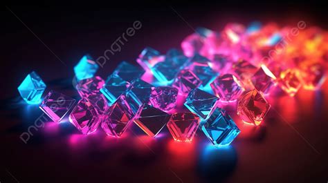 Glistening Diamond Stack Illuminated By Neon Lights 3d Render