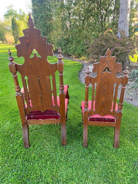 Antiquevintage 188090s Eastlake Masonic Style Throne Chairs Arts