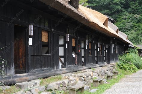 Wooden Architecture At Nyuto Onsen Hot Spring In Green Mountain Valley In Semboku City Akita