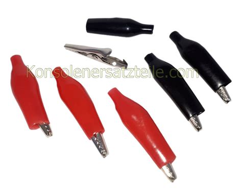 3 Paar Krokodilklemmen 6 x Krokoklemme rot schwarz