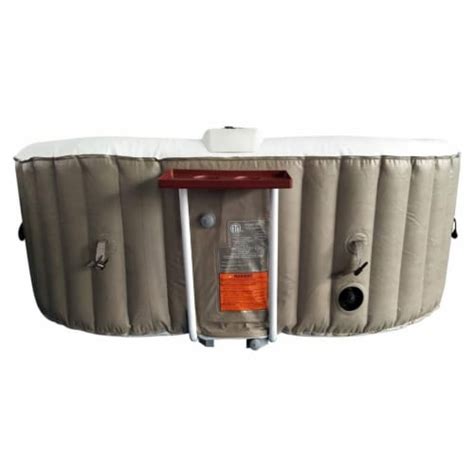 Aleko Gallon Person Oval Inflatable Jetted Hot Tub W Fitted Cover Brown Piece
