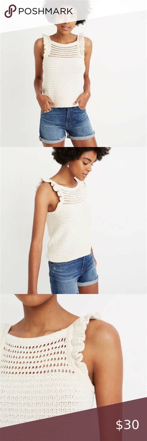 Nwt Madewell Ruffled Crochet Sweater Tank Size 3x Crochet Sweater