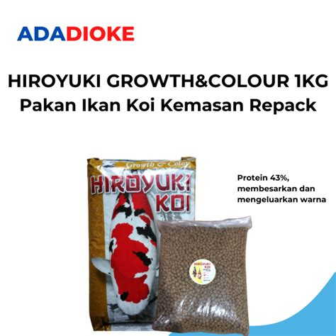 Repack 1 Kg Pakan Ikan Koi HIROYUKI Growth And Color Protein Tinggi