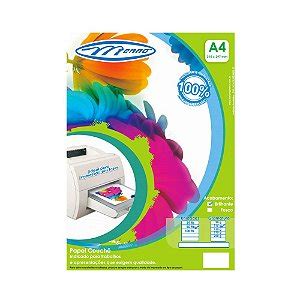 PAPEL COUCHÊ 180 G M² A4 BRILHO BRANCO C 50 FLS USAPEL Papelaria