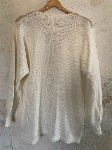 Hermoso Suéter De Punto Vintage En Crema Blanca 70s 80s Etsy España