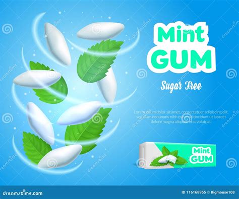 Realistic Detailed 3d Mints Gum Ads Vector Stock Vector Illustration Of Natural Chewing