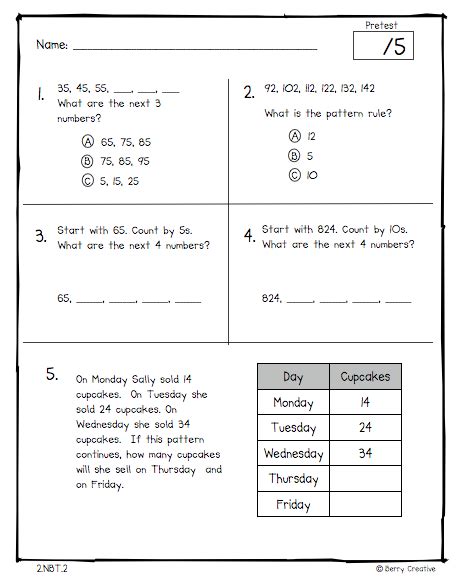 Second Grade Common Core Math Assessments Math Assessment Common