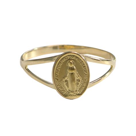 Ring With The Miraculous Medal In 18 Carat Gold Palais Du Rosaire