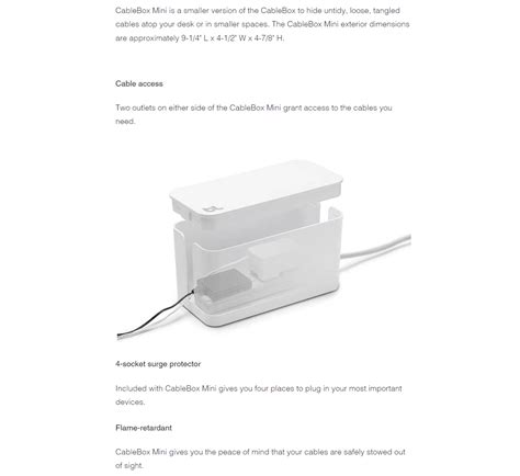 Buy Bluelounge Cablebox Mini Cable Organiser Black Cables Adapters