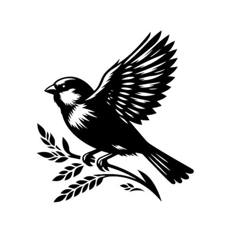 Sparrow Silhouette Vector Premium Ai Generated Vector