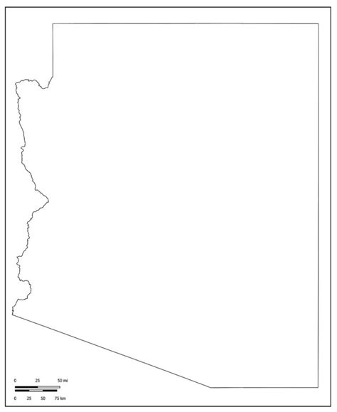 Arizona Outline Map – Blank Map of Arizona [PDF] - Printable World Maps