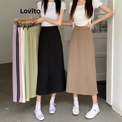 Lovito Women Casual Plain Basic Skirts Lne53471 Shopee Philippines