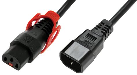 IEC Lock+ IEC C14 to Locking IEC C13 Mains Lead, 2m, Black - Iec Lock | CPC