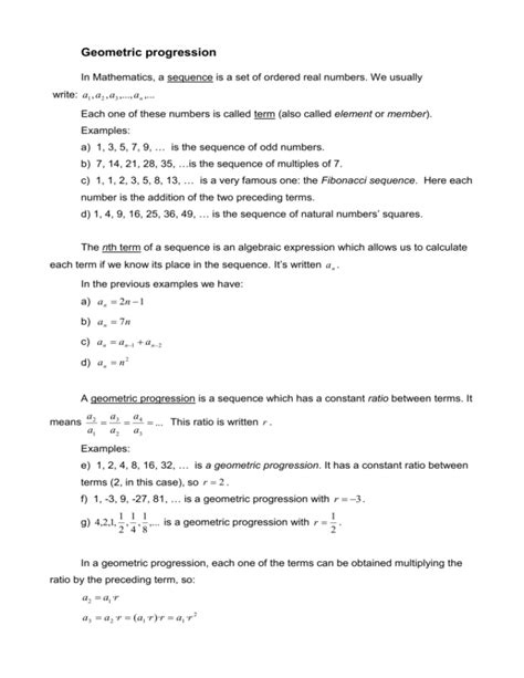 Geometric progression