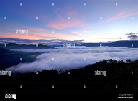 A thick blanket of fog rolls over the Cordillera Central or Cordillera ...