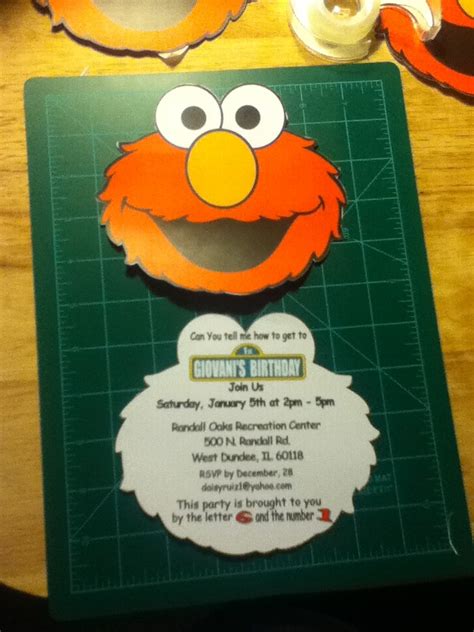 Elmo invitations I made for my Gio's 1st birthday | Elmo invitations ...