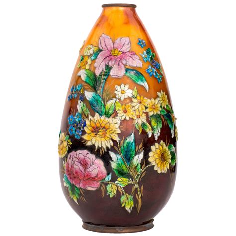 Vase géométrique émaillé Art Déco de Camille Faur En vente sur 1stDibs