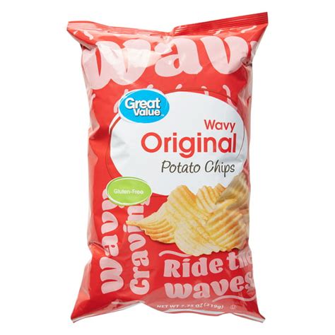 Great Value Original Wavy Potato Chips 7 75 Oz